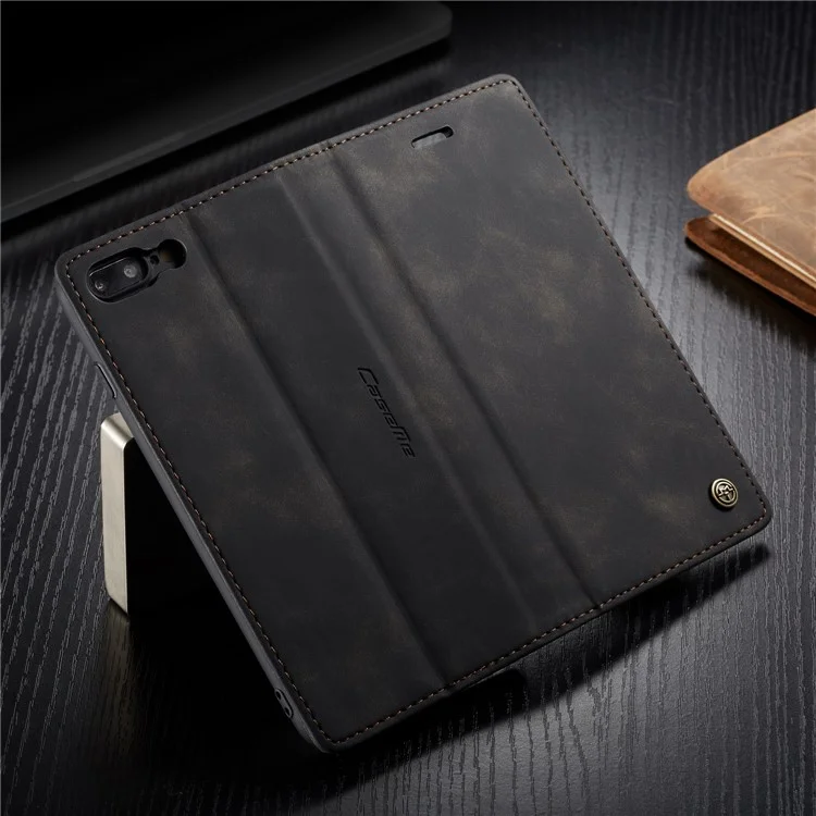 Caseme 013 Serie Auto-absorbido PU Leather Willet Stand Para Iphone 7 Plus / 8 Más 5.5 Pulgadas - Negro