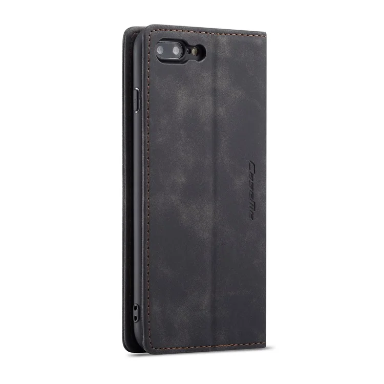 CASEME 013 Series Auto-absorbed PU Leather Wallet Stand Case for iPhone 7 Plus  / 8 Plus 5.5 inch - Black