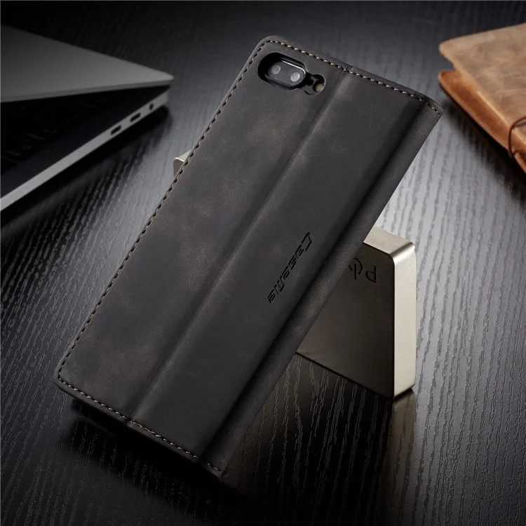 Caseme 013 Serie Auto-absorbido PU Leather Willet Stand Para Iphone 7 Plus / 8 Más 5.5 Pulgadas - Negro