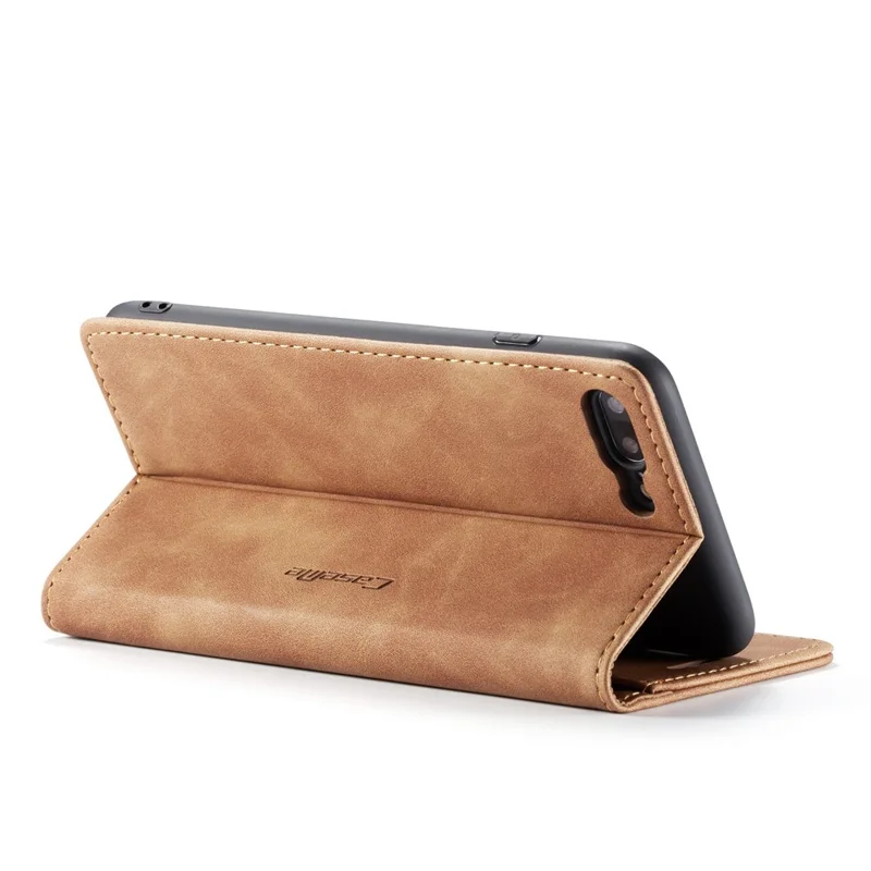 CASEME 013 Series Auto-absorbed PU Leather Wallet Stand Case for iPhone 7 Plus  / 8 Plus 5.5 inch - Khaki