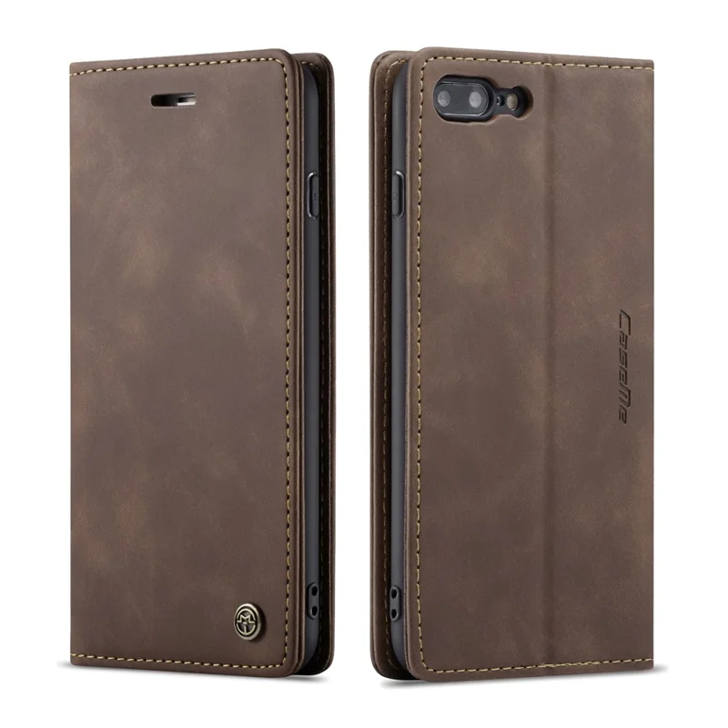 CASEME 013 Series Auto-absorbed PU Leather Wallet Stand Case for iPhone 7 Plus  / 8 Plus 5.5 inch - Coffee