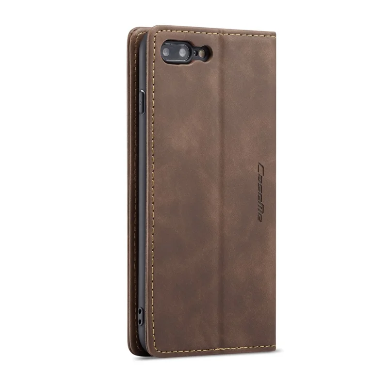 CASEME 013 Series Auto-absorbed PU Leather Wallet Stand Case for iPhone 7 Plus  / 8 Plus 5.5 inch - Coffee