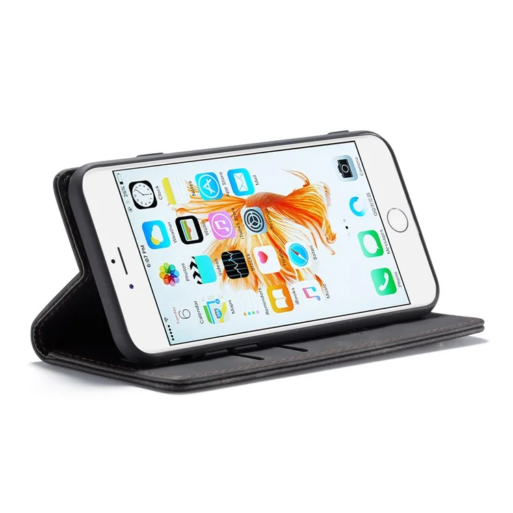 Caseme 013 Série Auto-absorbed PU le Cuir Wallet Stand Pour Iphone 6s Plus / 6 Plus 5,5 Pouces - le Noir