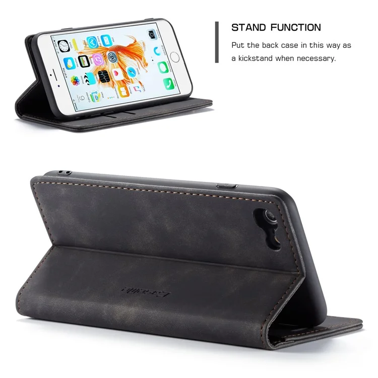 Caseme 013 Serie Auto-absorbido PU Leather Willet Stand Para Iphone 6s Plus / 6 Más 5.5 Pulgadas - Negro