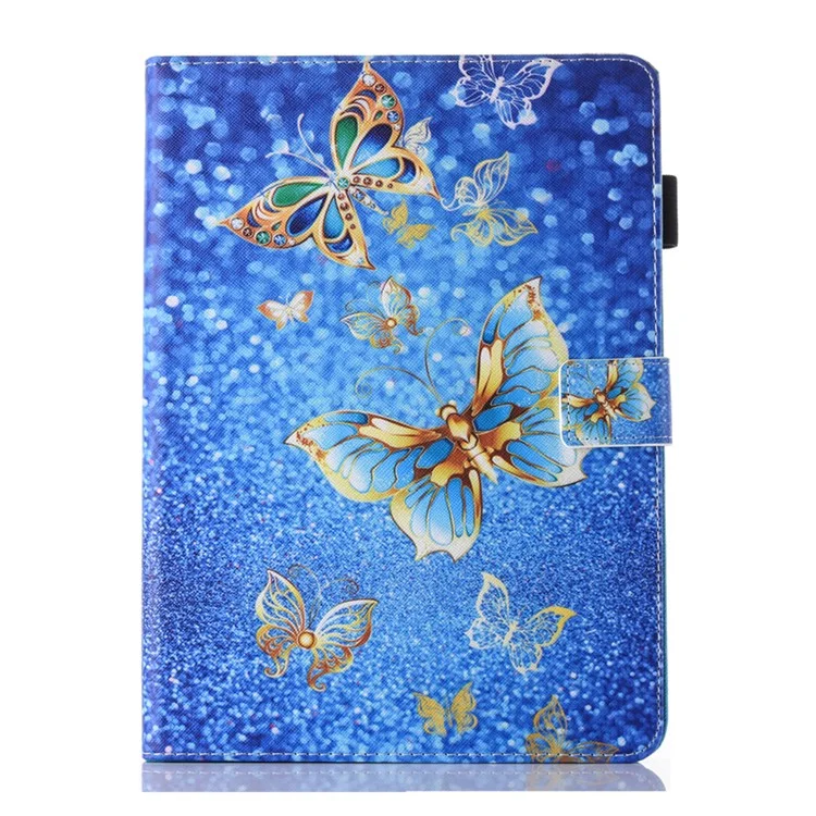 Gemusterter Lederstand Smart Flip Case Für Ipad Air 10.5 Zoll (2019) / Pro 10,5 Zoll (2017) - Gold Schmetterling