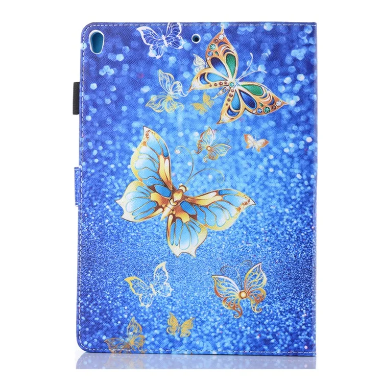 Patterned Leather Stand Smart Flip Case for iPad Air 10.5 inch (2019) / Pro 10.5-inch (2017) - Gold Butterfly