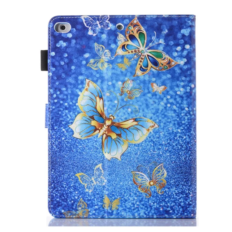 Patterned Card Slots Leather Tablet Cover for iPad mini (2019) 7.9 inch / Mini 4 / 3 / 2 / 1 - Gold Butterfly