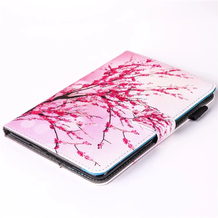 Capa de carteira de couro PU com padrão para Apple iPad mini (2019) 7.9 polegadas / mini 4 / 3 / 2 / 1 - Flor de ameixa