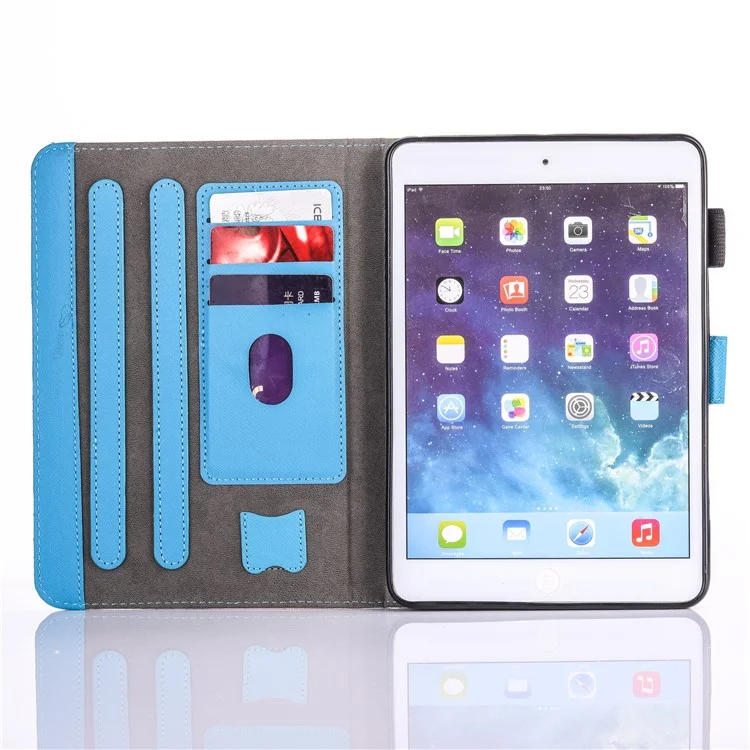 Capa de carteira de couro PU com padrão para Apple iPad mini (2019) 7.9 polegadas / mini 4 / 3 / 2 / 1 - Flor de ameixa