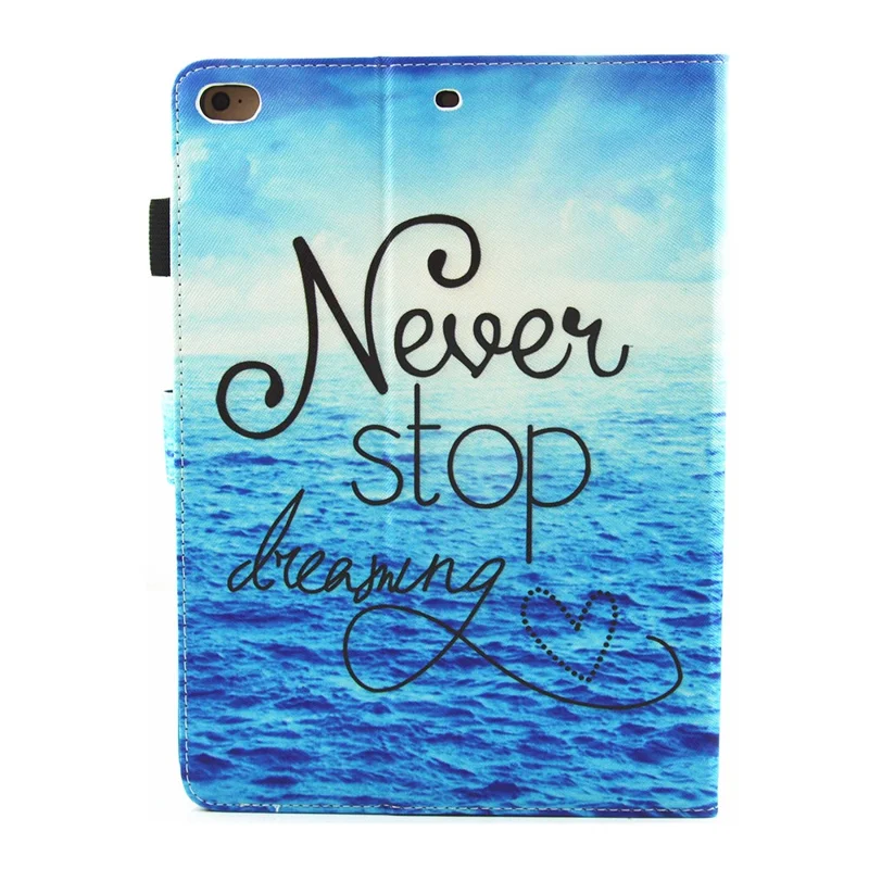 Patterned Tablet PU Leather Wallet Case for Apple iPad mini (2019) 7.9 inch / mini 4 / 3 / 2 / 1 - Quote Never Stop Dreaming