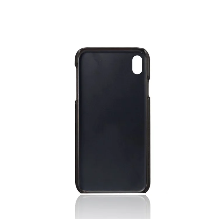 Dual Card Slots PU Leather Coated PC Case for iPhone XR 6.1 inch - Black