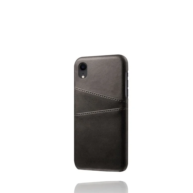 Dual Card Slots PU Leather Coated PC Case for iPhone XR 6.1 inch - Black