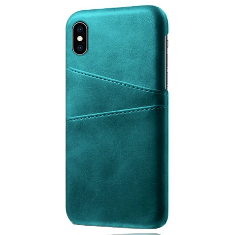 KSQ PU Leather Coated PC Case for iPhone XS 5.8 inch, Ultra Slim Card Holder Shockproof Phone Cover - Green