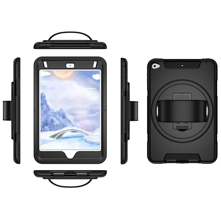 Funda protectora de teléfono con silicona + PC [anti-polvo] [a prueba de golpes] con correa de cuero para iPad mini (2019) 7.9 pulgadas