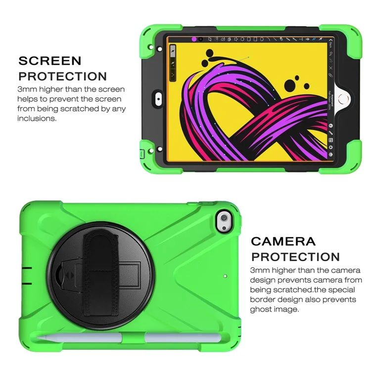 [shape x] pc + tpu 360 degrés publicage pivotant avec sangle à main pour ipad mini (2019) 7,9 pouces / ipad mini 4 - vert