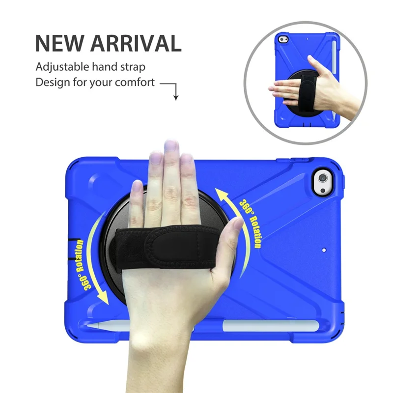 [X-Shape] PC + TPU 360-degree Swivel Kickstand Case with Hand Strap for iPad mini (2019) 7.9 inch / iPad mini 4 - Blue