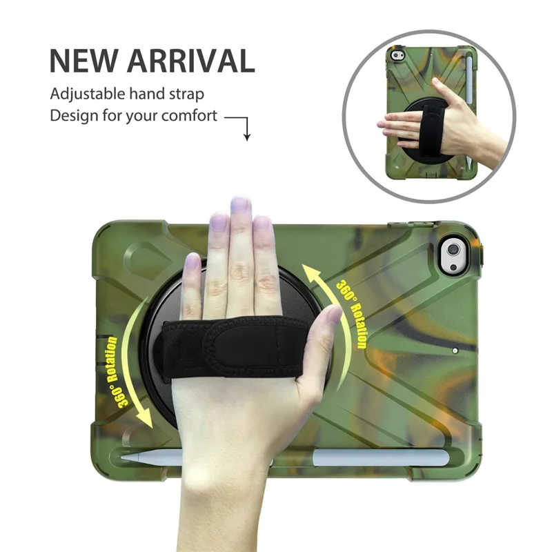 [X-Shape] PC + TPU 360-degree Swivel Kickstand Case with Hand Strap for iPad mini (2019) 7.9 inch / iPad mini 4 - Camouflage