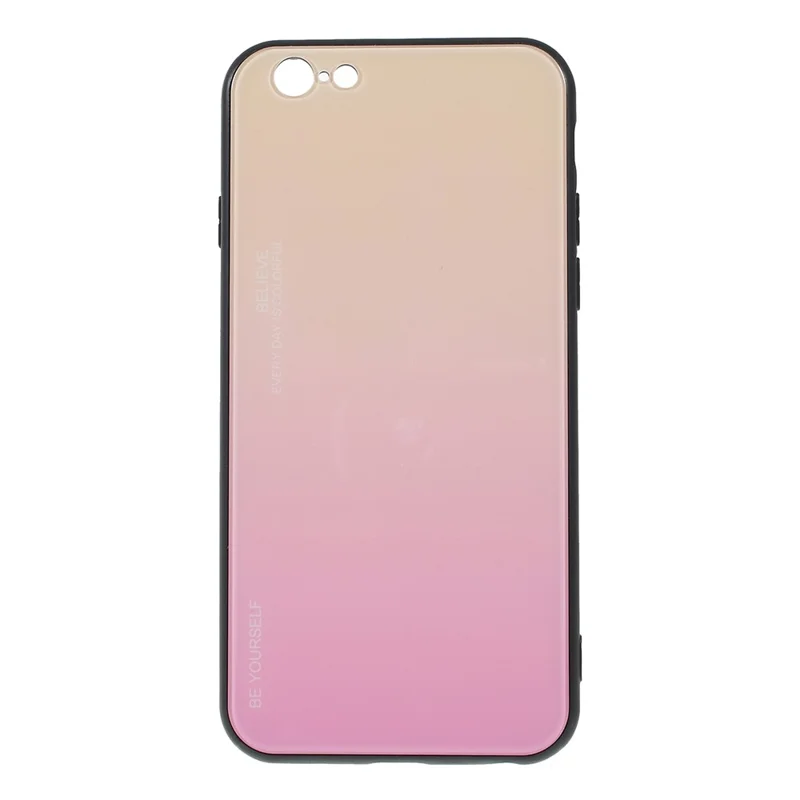 Gradient Color Glass + PC + TPU Hybrid Phone Case for iPhone 6s / 6 4.7 inch - Gold / Pink