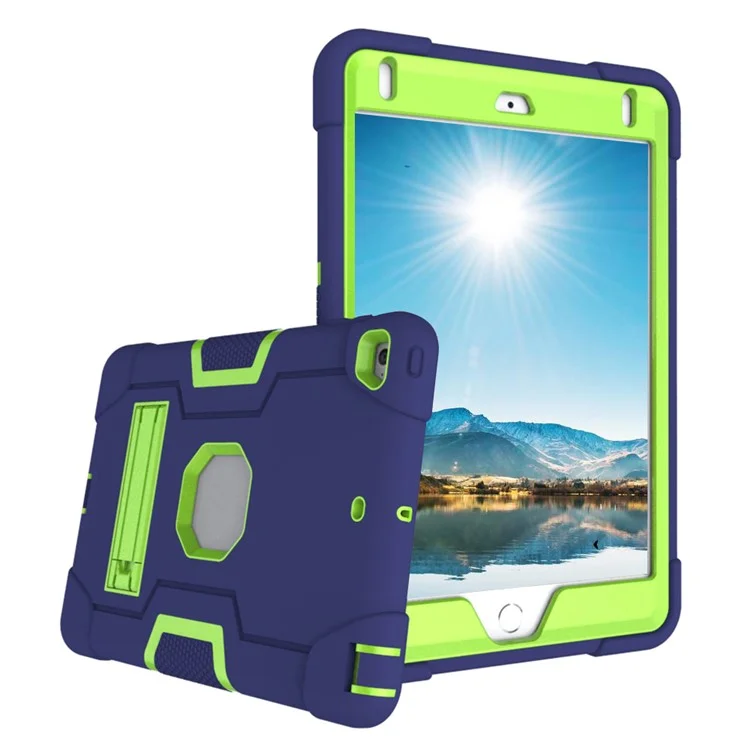 Pour Ipad Mini (2019) 7,9 Pouces Proof TPU + PC Hybrid Tablet Case Avec Kickstand - Bleu Foncé / Vert