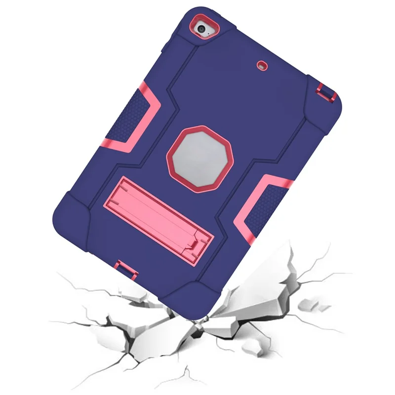 For iPad mini (2019) 7.9 inch Shock Proof TPU + PC Hybrid Tablet Case with Kickstand - Dark Blue / Rose