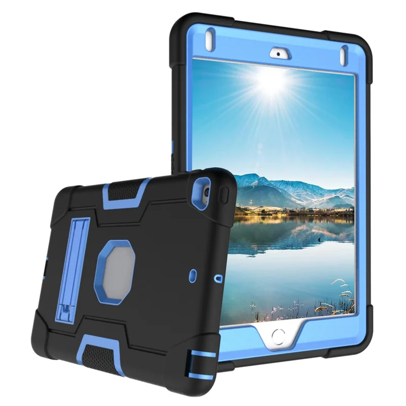 For iPad mini (2019) 7.9 inch Shock Proof TPU + PC Hybrid Tablet Case with Kickstand - Black / Baby Blue