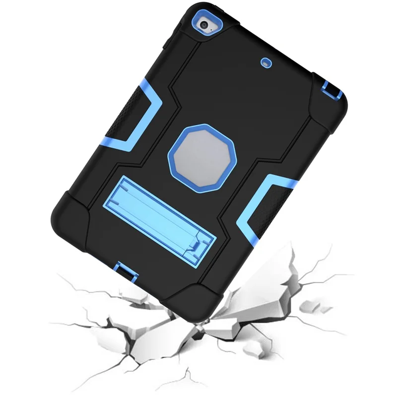 For iPad mini (2019) 7.9 inch Shock Proof TPU + PC Hybrid Tablet Case with Kickstand - Black / Baby Blue