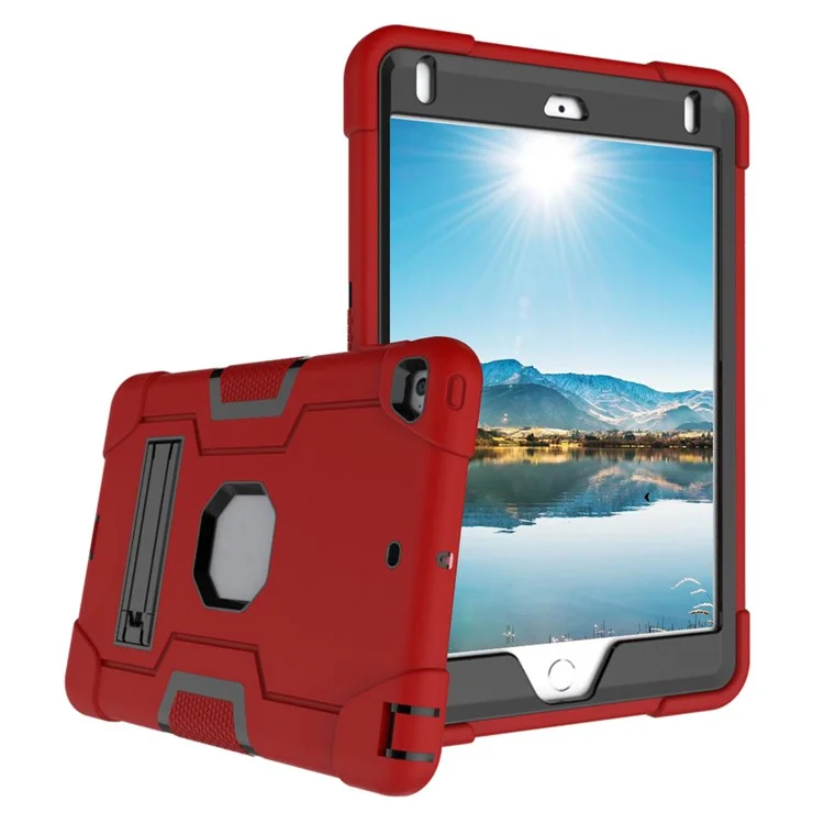 For iPad mini (2019) 7.9 inch Shock Proof TPU + PC Hybrid Tablet Case with Kickstand - Red / Black