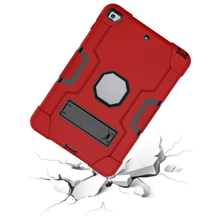For iPad mini (2019) 7.9 inch Shock Proof TPU + PC Hybrid Tablet Case with Kickstand - Red / Black