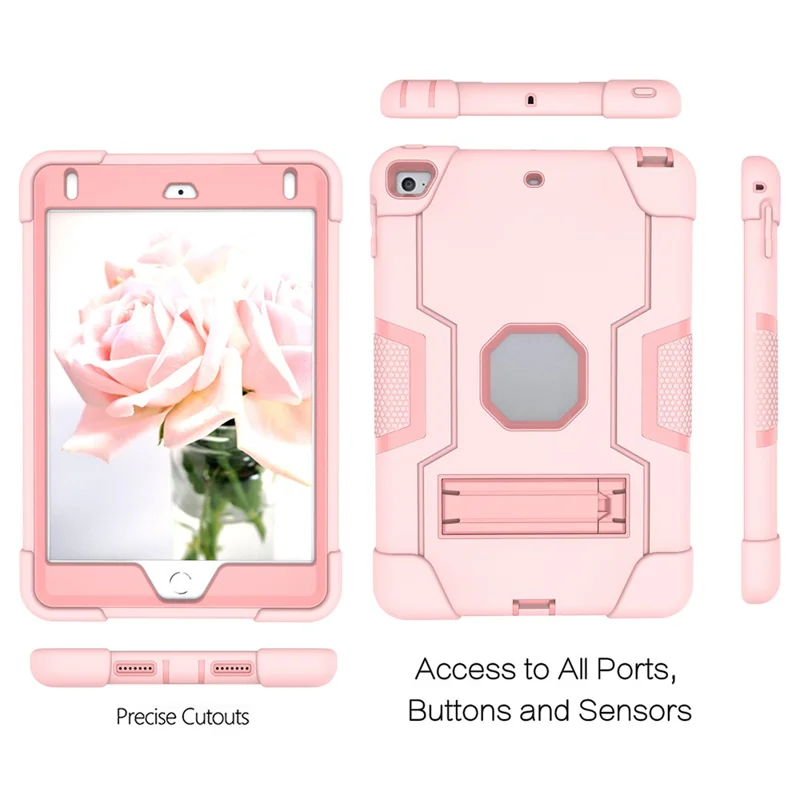 For iPad mini (2019) 7.9 inch Shock Proof TPU + PC Hybrid Tablet Case with Kickstand - Pink