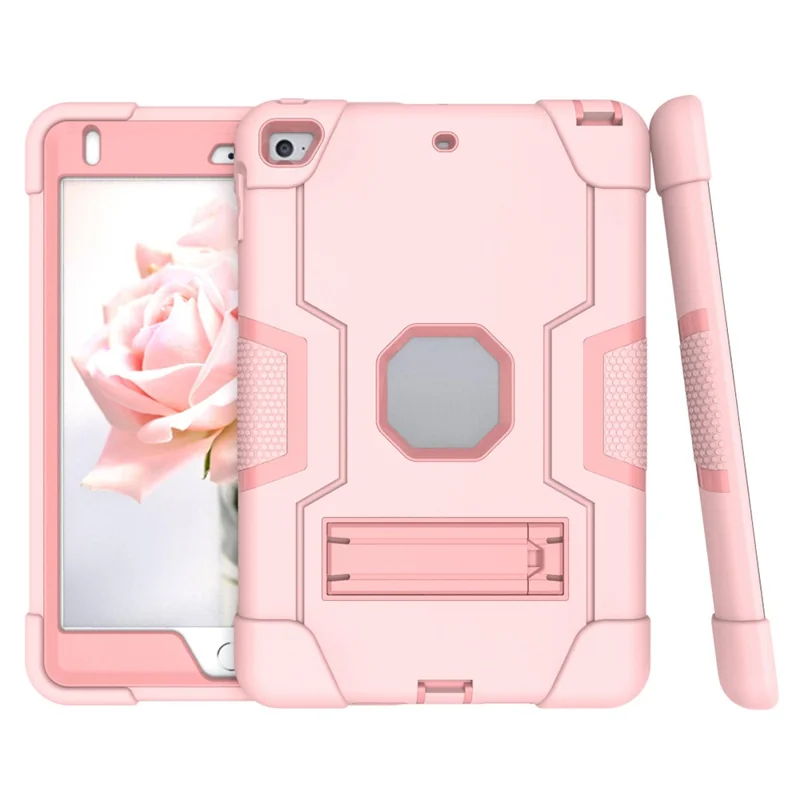 For iPad mini (2019) 7.9 inch Shock Proof TPU + PC Hybrid Tablet Case with Kickstand - Pink