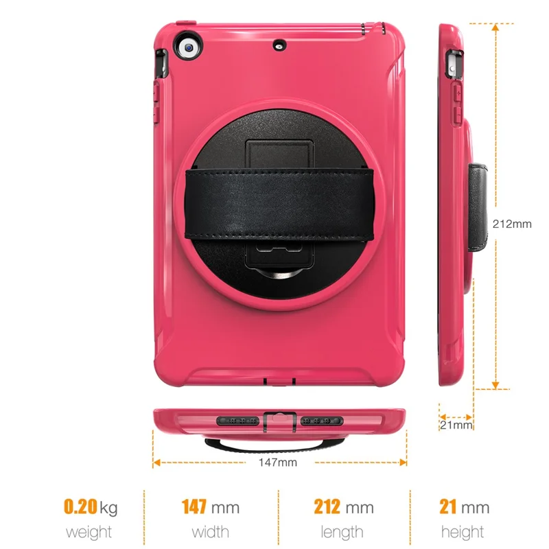 3-Layer Multi-functions TPU + PC Hybrid Case for iPad Mini 3/2/1- Rose