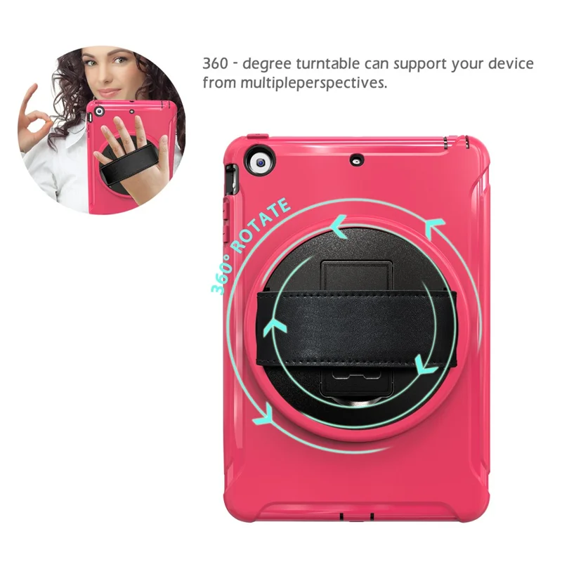 3-Layer Multi-functions TPU + PC Hybrid Case for iPad Mini 3/2/1- Rose