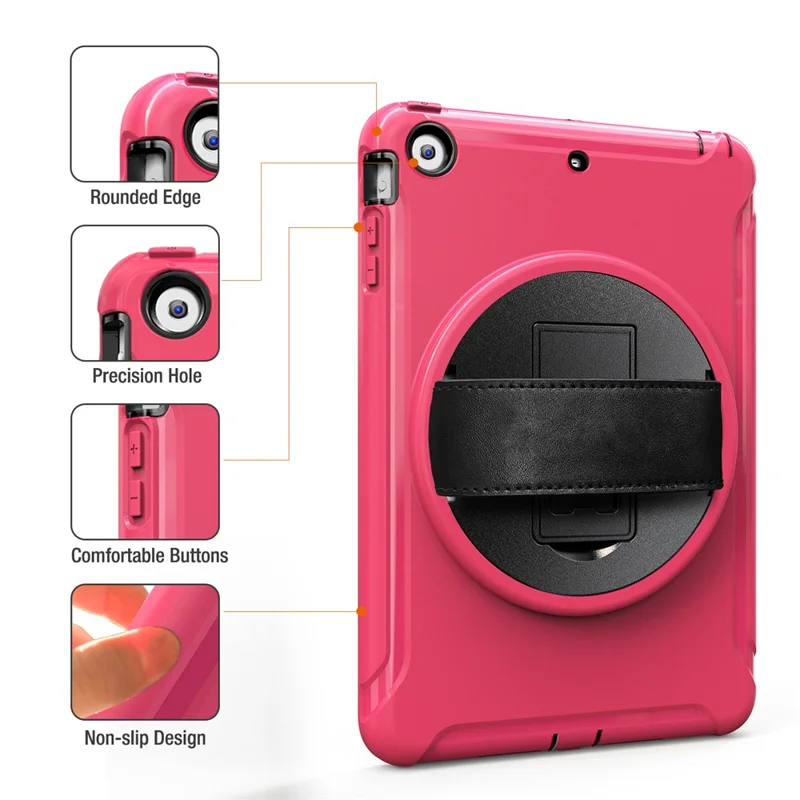 3-Layer Multi-functions TPU + PC Hybrid Case for iPad Mini 3/2/1- Rose