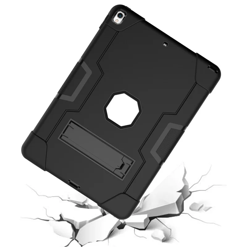 For iPad Air 10.5 inch (2019) Shock Proof TPU + PC Hybrid Tablet Case with Kickstand - All Black