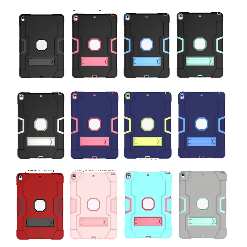 For iPad Air 10.5 inch (2019) Shock Proof TPU + PC Hybrid Tablet Case with Kickstand - All Black