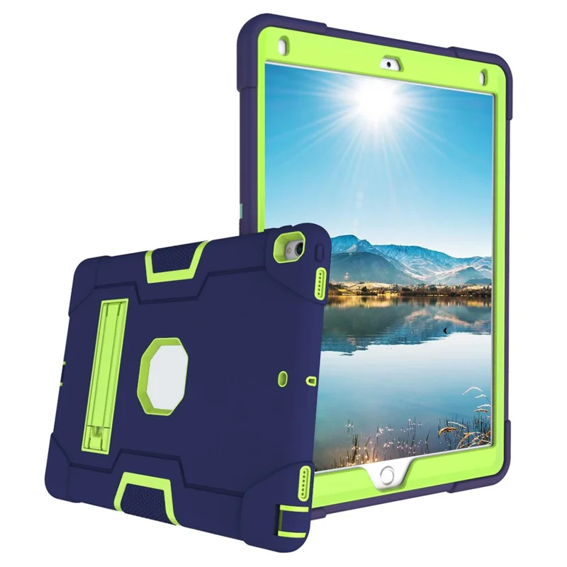 For iPad Air 10.5 inch (2019) Shock Proof TPU + PC Hybrid Tablet Case with Kickstand - Dark Blue / Green