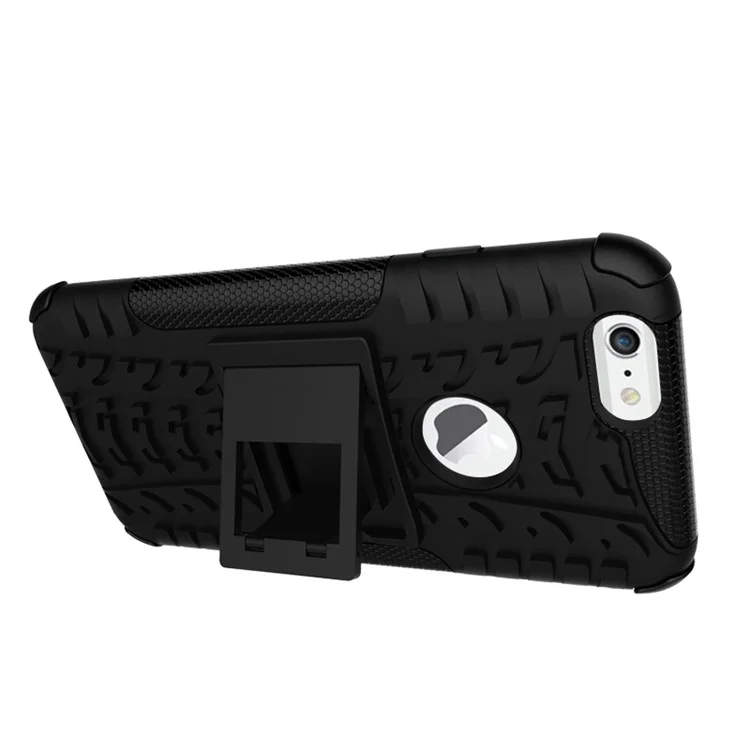 Tyre Pattern PC + TPU Kickstand Case for iPhone 6s 6 - Black