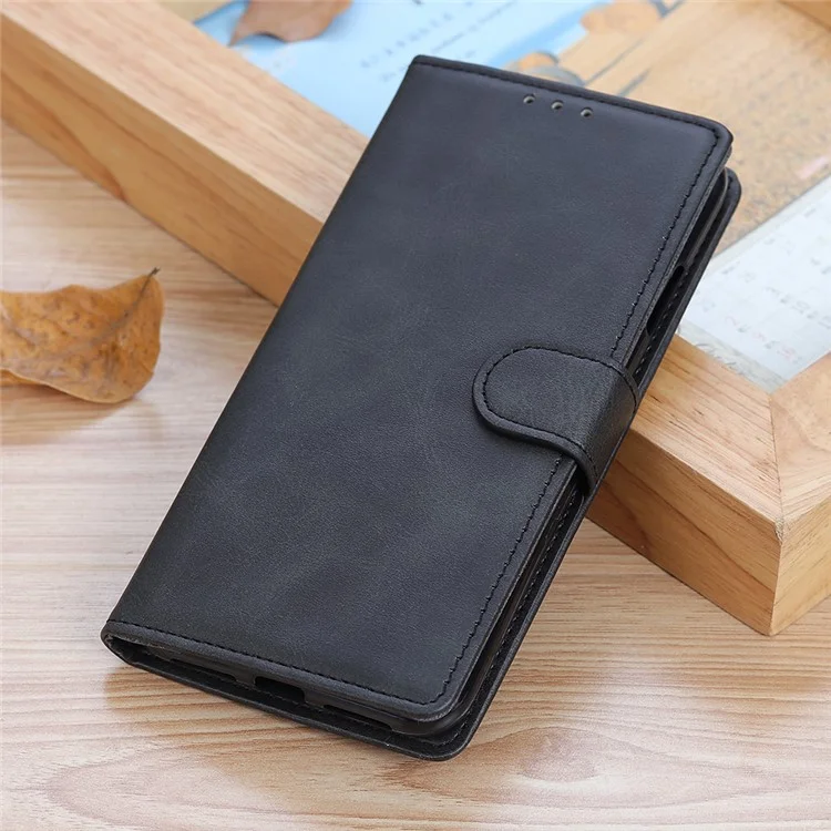 Matte Skin Wallet Leather Stand Phone Casing for iPhone 11 6.1 inch (2019) - Black