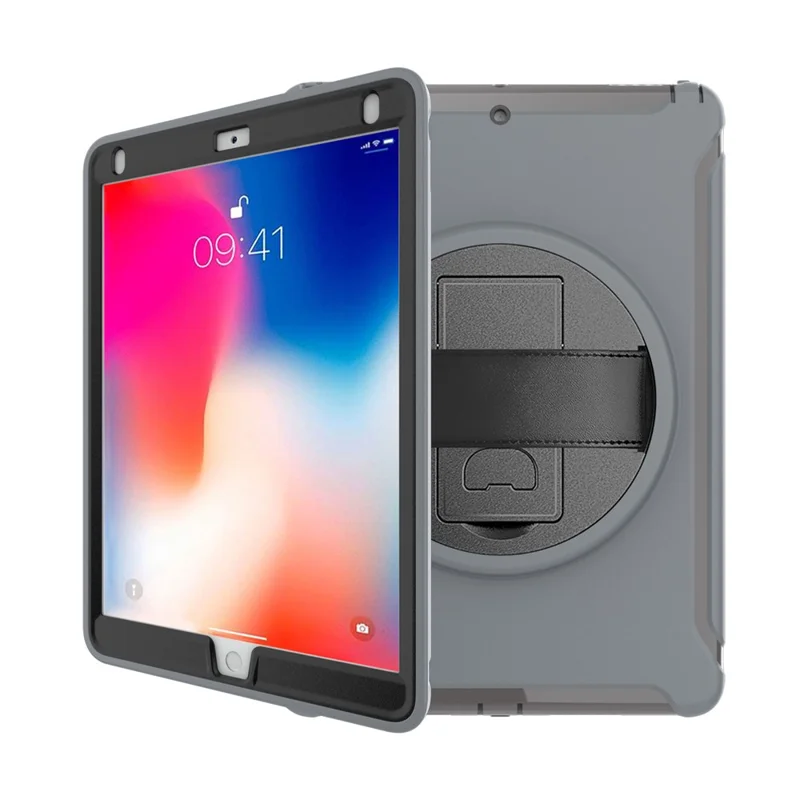 360° Swivel Kickstand PC + TPU Hybrid Tablet Case with Hand Strap for iPad Pro 10.5-inch (2017) - Grey