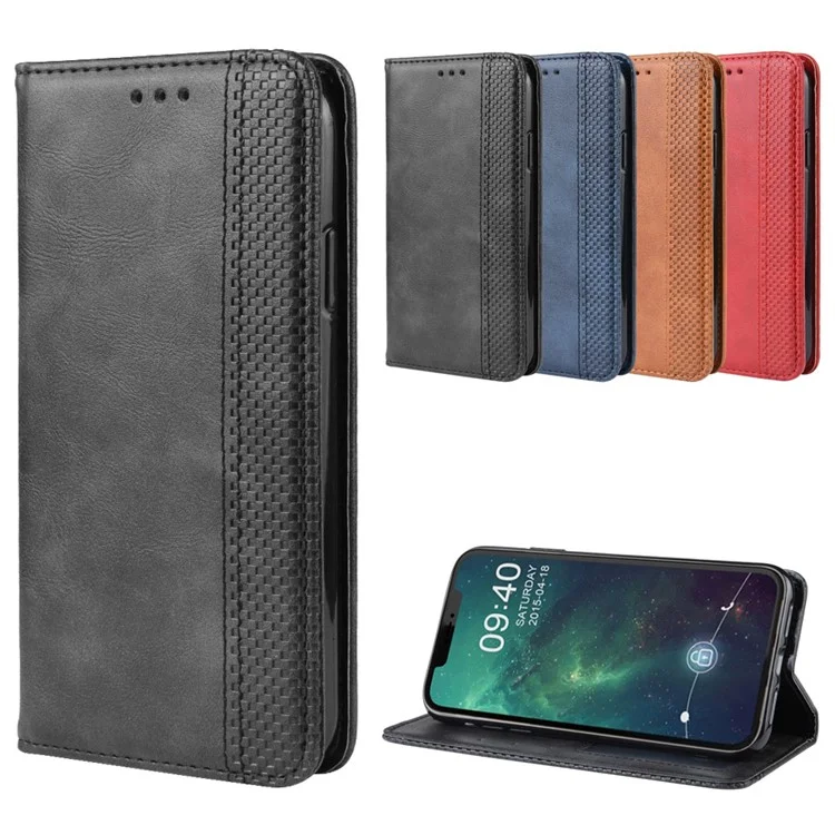 Vintage Style PU Leder-telefon Cover-foriphone (2019) 6,5 Zoll - Schwarz