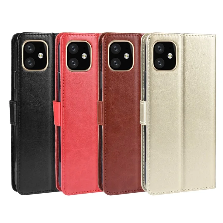 Crazy Horse Texture Cuir Wallet Téléphone Pour Iphone 11 6,1 Pouces (2019) - le Noir