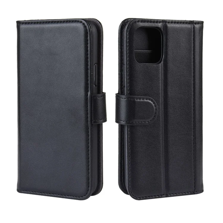 Capa de Couro Legítimo Dividido para iPhone 11 Pro Max 6.5 polegadas (2019) - Preto