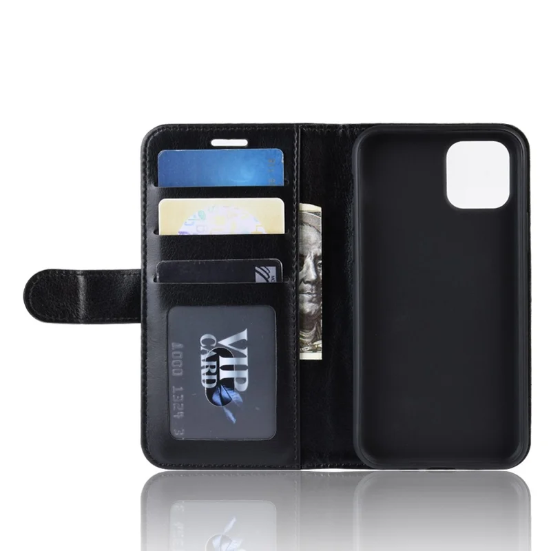 جراب محفظة بتصميم قلب جامح من جلد PU مع حامل لهاتف iPhone 11 Pro Max بحجم 6.5 بوصة (2019) - أسود
