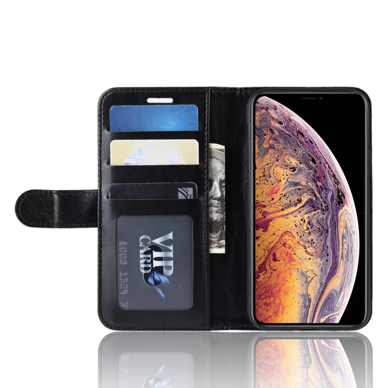 جراب محفظة بتصميم قلب جامح من جلد PU مع حامل لهاتف iPhone 11 Pro Max بحجم 6.5 بوصة (2019) - أسود