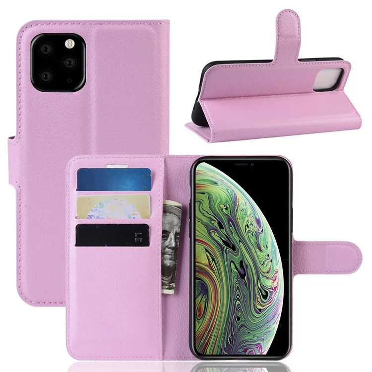 Litchi Skin Wallet Leather Stand Case for iPhone 11 Pro 5.8 inch (2019) - Pink