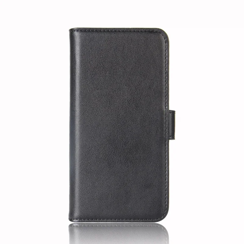 For iPhone 11 Pro Phone Cases Genuine Split Leather Wallet Mobile Cover Stand - Black
