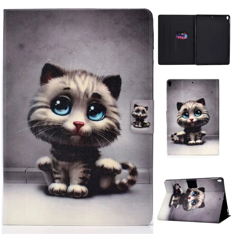 Musterdruck PU Leder-karten-schlitz-stand Tablet Shell Für Ipad Pro 10,5 Zoll (2017) / Air 10.5 Zoll (2019) - Katze Mit Blauen Augen