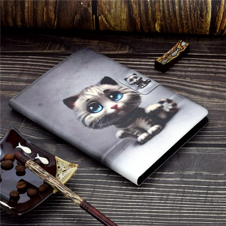 Pattern Printing PU Leather Card Slot Stand Tablet Shell for iPad Pro 10.5-inch (2017) / Air 10.5 inch (2019) - Cat with Blue Eyes