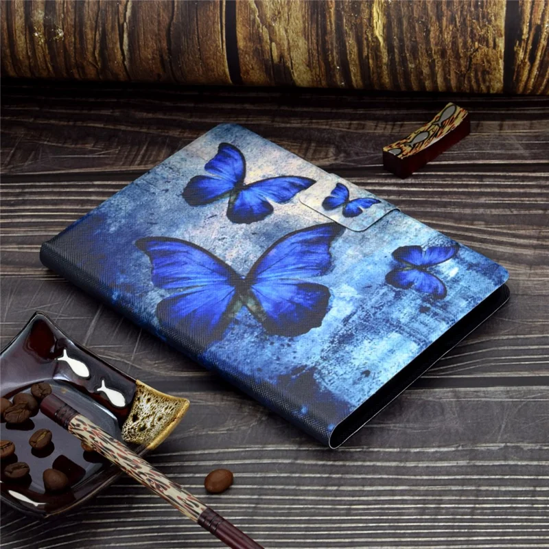 Anti-dropping Pattern Printing PU Leather Stand Tablet Casing for iPad 9.7-inch (2018) - Blue Butterflies