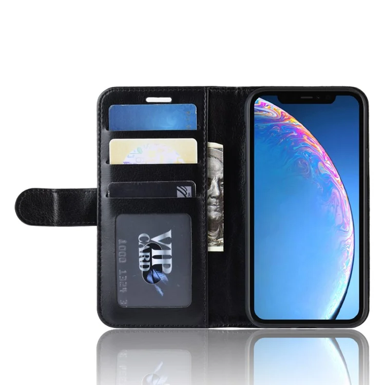 Crazy Horse Wallet Sweed Case Для Iphone 11 6,1 Дюйма (2019) - Черный
